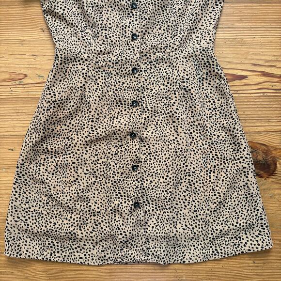 Mod Ref brown black cheetah print button up short sleeve dress SIZE S - Picture 4 of 6